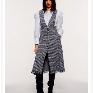 ZARA TWEED MIDI PINAFORE DRESS WITH BUTTONS MEDIUM